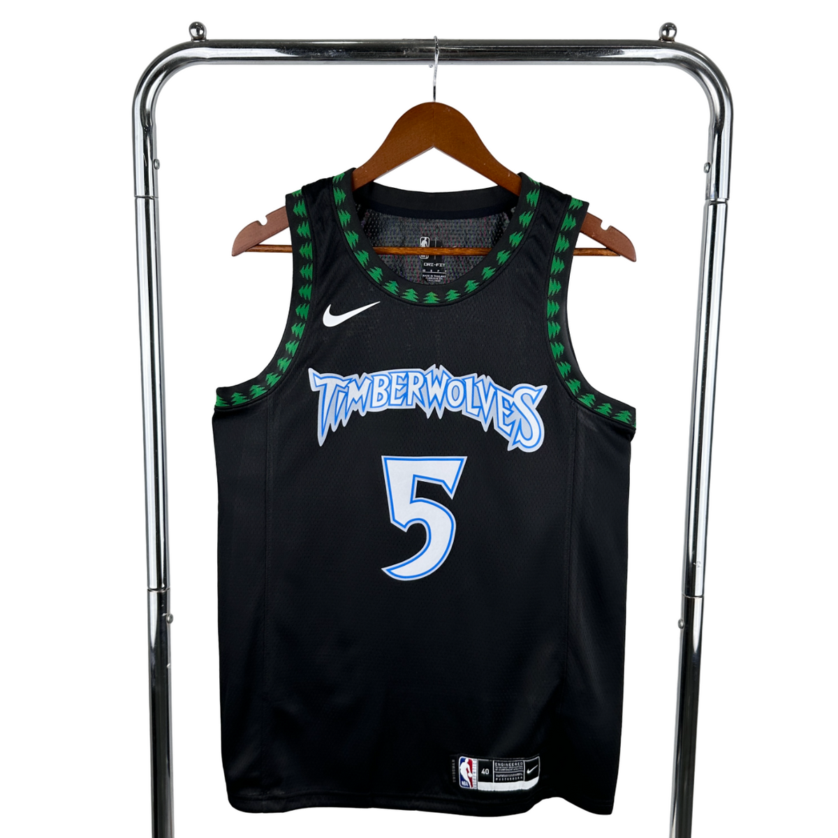 Regata NBA Minnesota Timberwolves Retrô Nike Authentic Edwards 5 - Preta